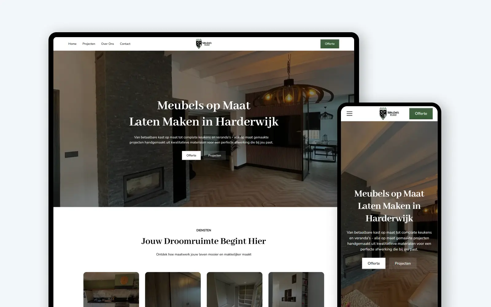Website mockup van SA Meubels